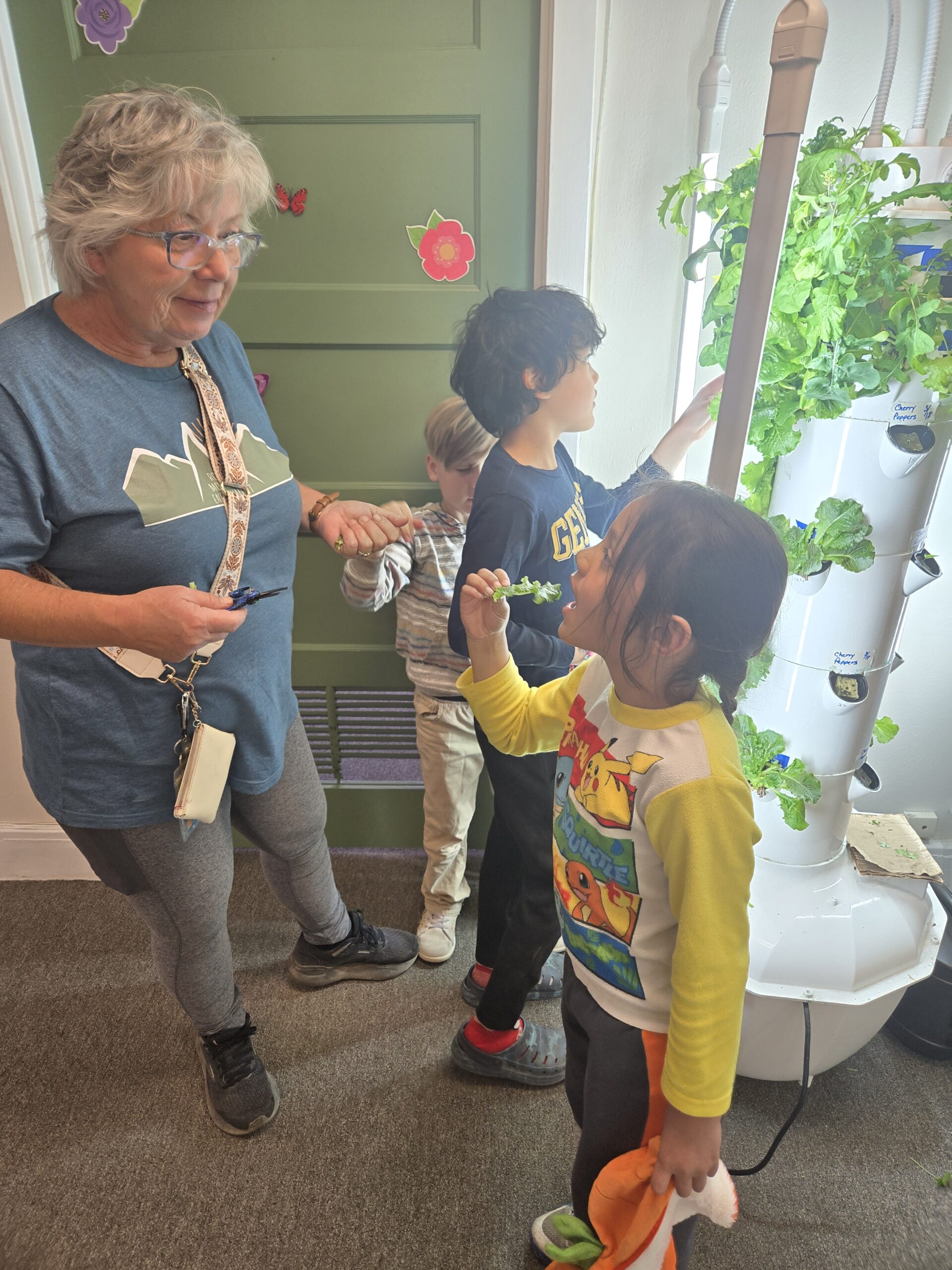 Teacher engaging with student